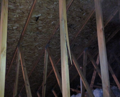 Roof truss design with a broken web member.