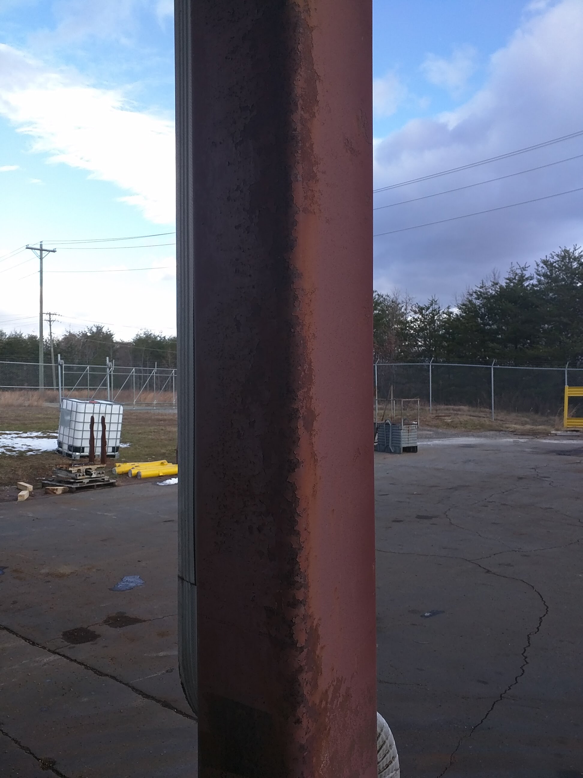 Corrosion on exterior steel column