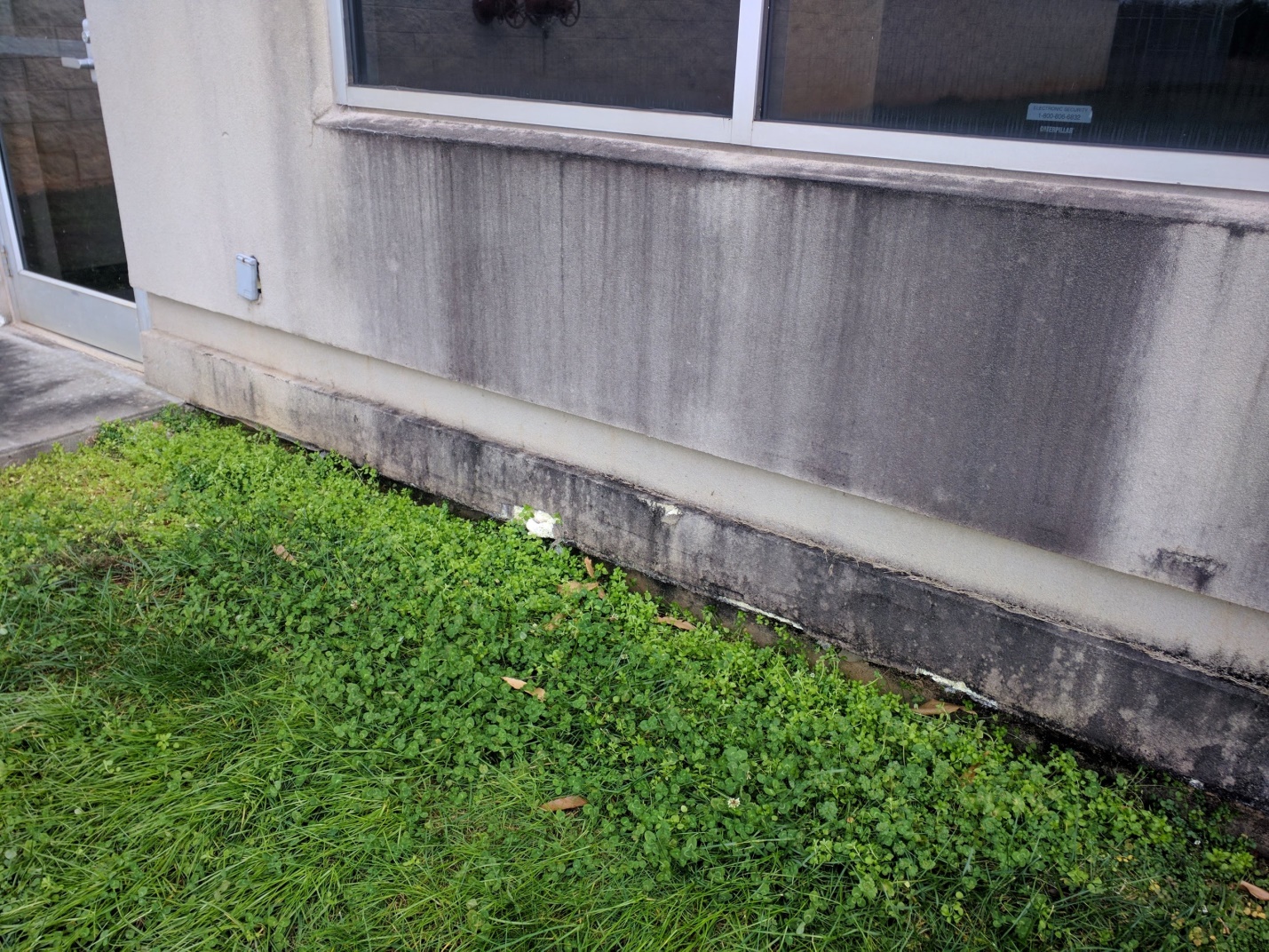 Damage to stucco around exterior from landscape operations