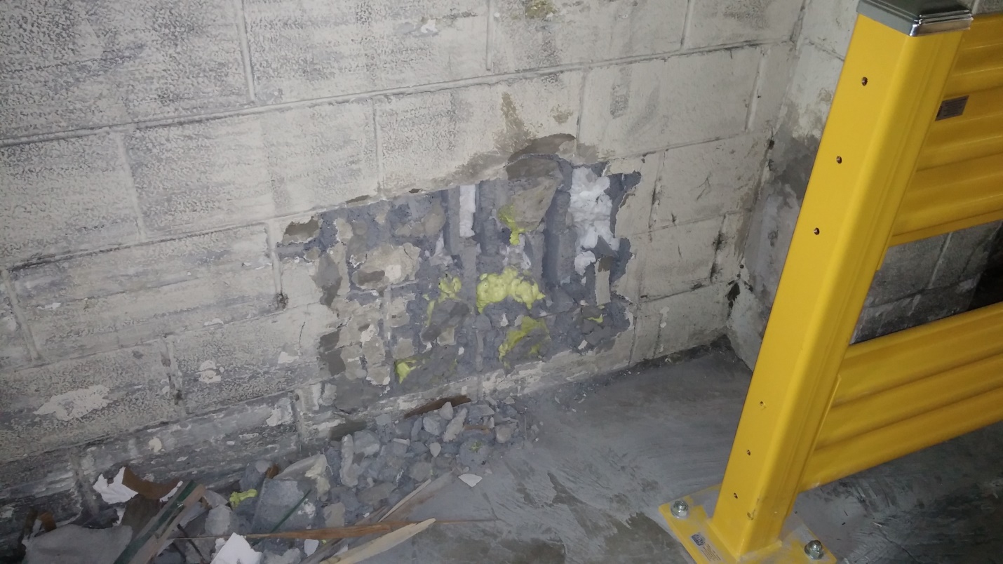 Damage to wall from forklift