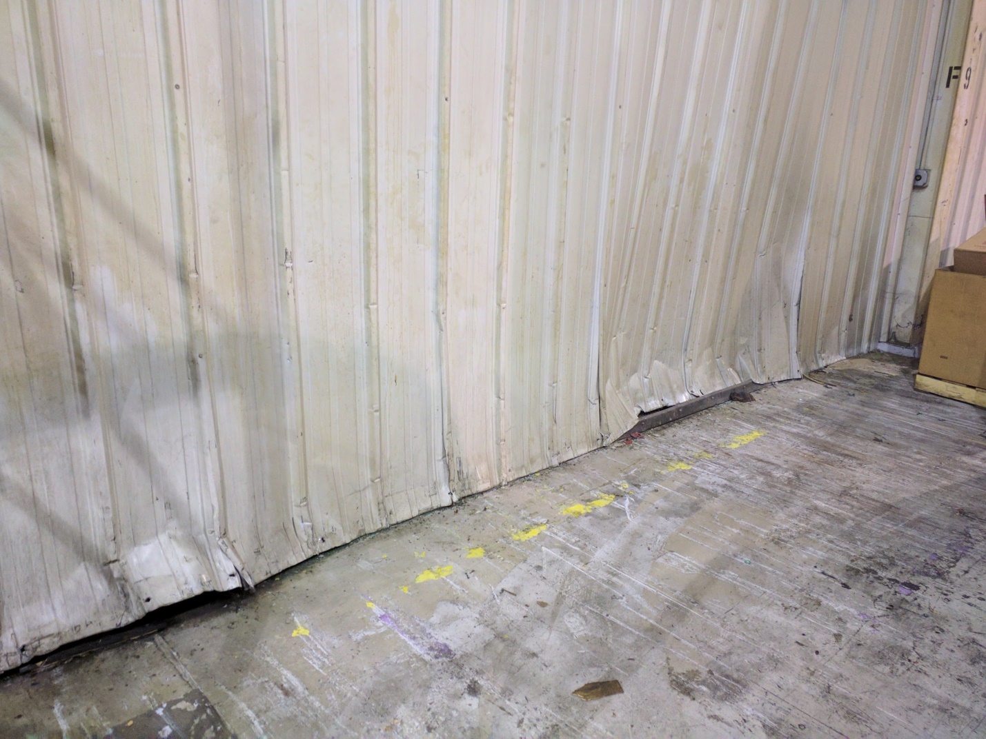 Interior damage to siding from forklift traffic